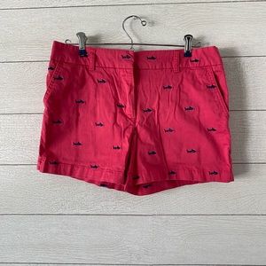 Pink Shorts with Shark Embroidery